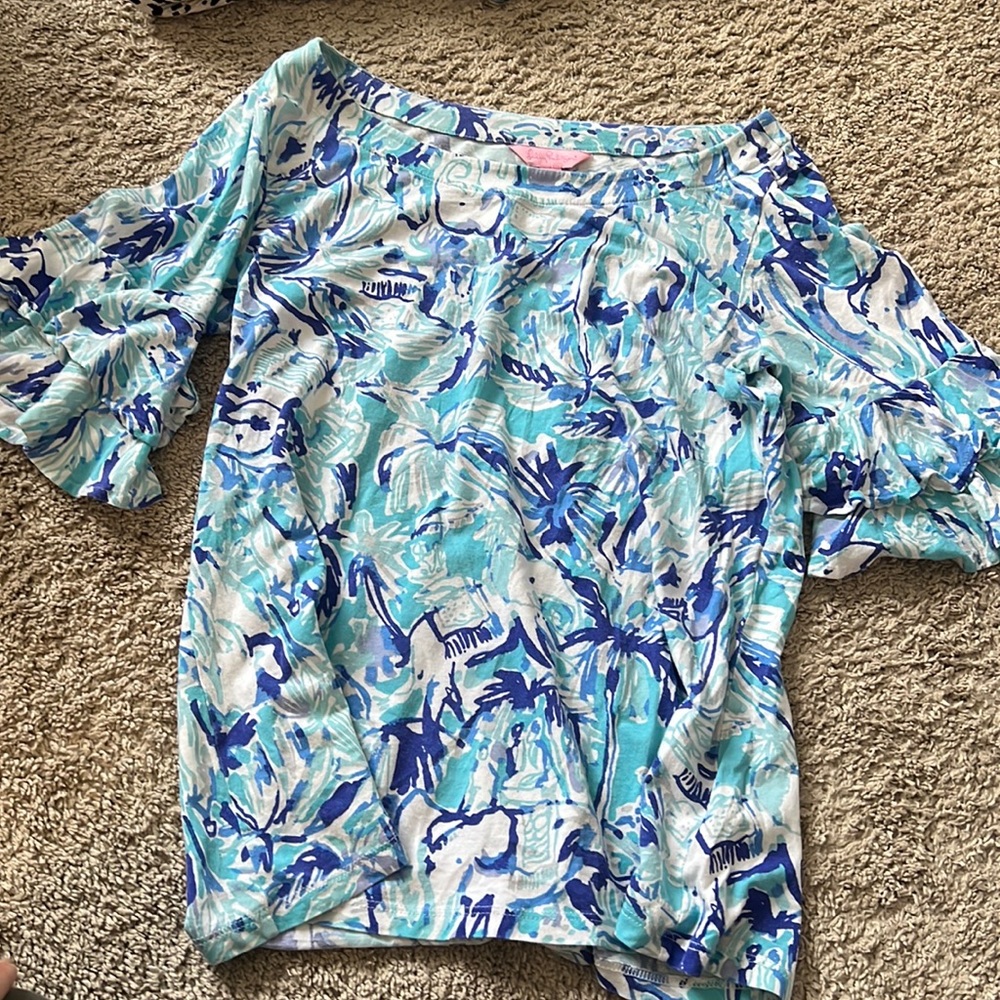 Lilly Pulitzer ruffle sleeve top
